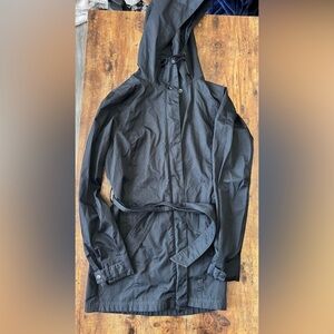 Columbia womens Black Raincoat with Hood and tie belt